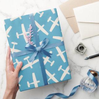 Stylish Birthday Aircraft Retro Pattern Blue
