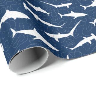 Stylish Blue and White Shark Print