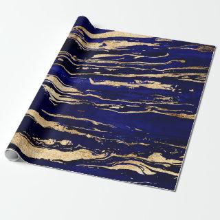 Stylish Blue Gold Abstract Marble