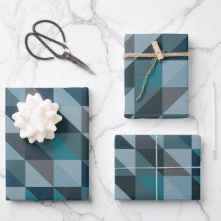 Stylish Blue Ombre Modern Geometric Pattern  Sheets