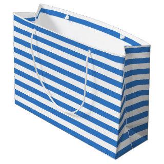 Stylish Blue White Striped Template Modern Trendy Large Gift Bag