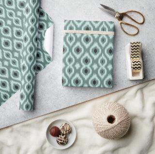 Stylish Chic Mint Black Ivory Diamond Ikat Pattern
