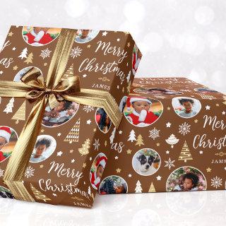 Stylish Christmas Trees Photo Collage Name Brown