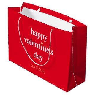 Stylish Custom Name Valentine's Day Red Large Gift Bag