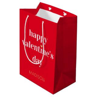 Stylish Custom Name Valentine's Day Red Medium Gift Bag