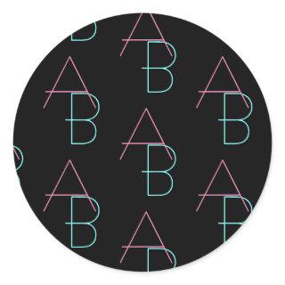 Stylish Editable Any Two Modern Tiled Initials  Classic Round Sticker