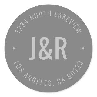 Stylish Editable Bold Monogram & Circular Text Classic Round Sticker