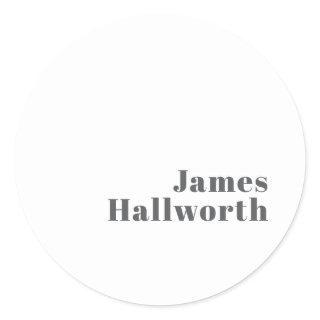 Stylish Editable Retro Modern Text | Grey Classic Round Sticker