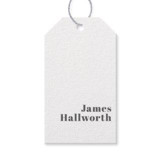 Stylish Editable Retro Modern Text | Grey Gift Tags