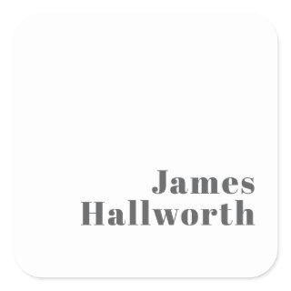 Stylish Editable Retro Modern Text | Grey Square Sticker