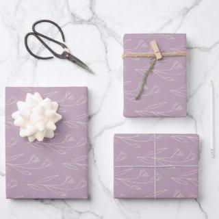 Stylish Floral Line Art Drawing in Dusty Lilac  Sheets