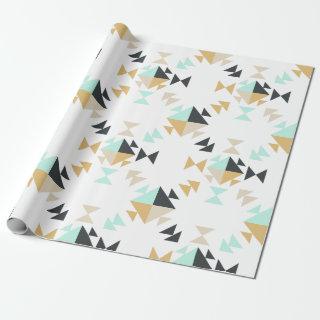 Stylish Geometric Quilt Pattern Mint Black Gold