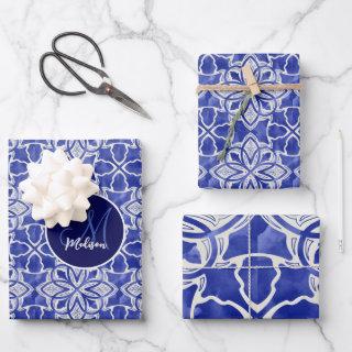 Stylish girly blue grey initial monogrammed   sheets