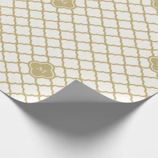 Stylish Gold Quatrefoil Pattern Wedding Monogram M