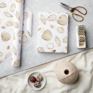 Stylish Gold White Seashells Pattern