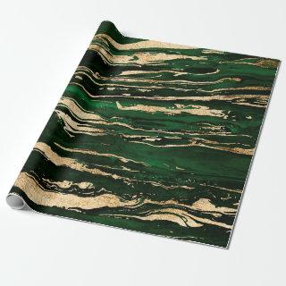 Stylish Green Gold Abstract Marble