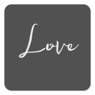 Stylish Grey Background Love Wedding Square Sticker