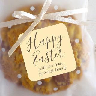 Stylish Happy Easter Gift Favor Yellow Square Sticker