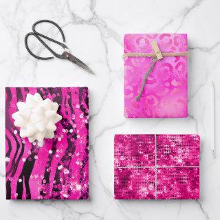 Stylish Magenta Pink Glitter and Foil Glam Pattern  Sheets