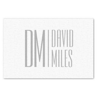 Stylish Minimal & Modern Grey Initials & Name Logo Tissue Paper