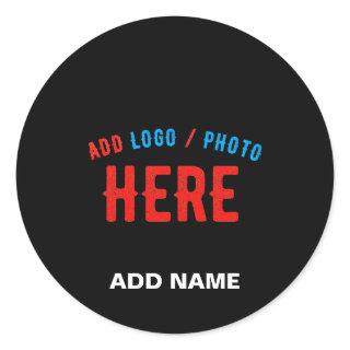STYLISH MODERN CUSTOMIZABLE BLACK VERIFIED BRANDED CLASSIC ROUND STICKER