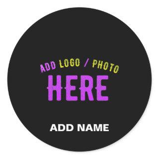 STYLISH MODERN CUSTOMIZABLE BLACK VERIFIED BRANDED CLASSIC ROUND STICKER