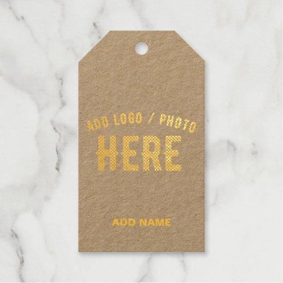 STYLISH MODERN CUSTOMIZABLE BLACK VERIFIED BRANDED FOIL GIFT TAGS