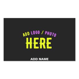 STYLISH MODERN CUSTOMIZABLE BLACK VERIFIED BRANDED RECTANGULAR STICKER