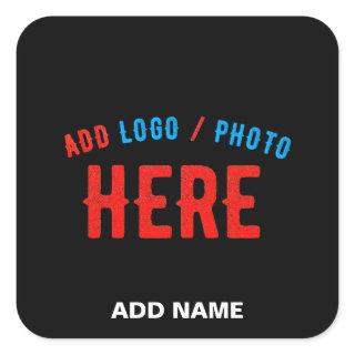 STYLISH MODERN CUSTOMIZABLE BLACK VERIFIED BRANDED SQUARE STICKER