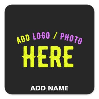 STYLISH MODERN CUSTOMIZABLE BLACK VERIFIED BRANDED SQUARE STICKER