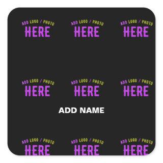 STYLISH MODERN CUSTOMIZABLE BLACK VERIFIED BRANDED SQUARE STICKER