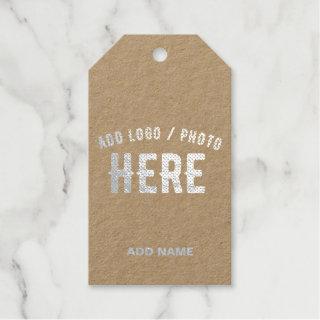 STYLISH MODERN CUSTOMIZABLE BROWN VERIFIED BRANDED FOIL GIFT TAGS