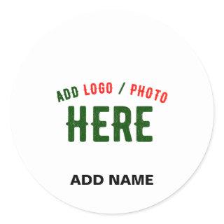 STYLISH MODERN CUSTOMIZABLE WHITE VERIFIED BRANDED CLASSIC ROUND STICKER