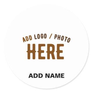STYLISH MODERN CUSTOMIZABLE WHITE VERIFIED BRANDED CLASSIC ROUND STICKER