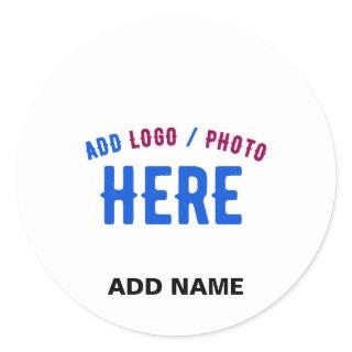 STYLISH MODERN CUSTOMIZABLE WHITE VERIFIED BRANDED CLASSIC ROUND STICKER