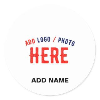 STYLISH MODERN CUSTOMIZABLE WHITE VERIFIED BRANDED CLASSIC ROUND STICKER