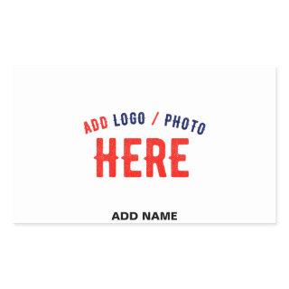 STYLISH MODERN CUSTOMIZABLE WHITE VERIFIED BRANDED RECTANGULAR STICKER