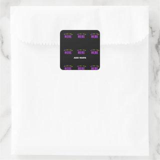 STYLISH MODERN CUTE CUSTOMIZABLE BLACK BRANDED BAG SQUARE STICKER