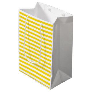 Stylish Modish Yellow White Stripes Template Medium Gift Bag