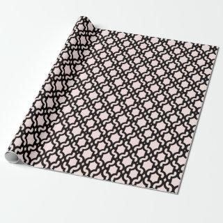 Stylish Moroccan Black Quatrefoil Lattice Pattern