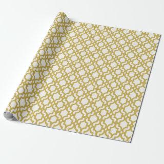 Stylish Moroccan Gold Quatrefoil Lattice Pattern