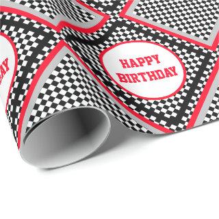 Stylish Motorsport Themed Black and White Check