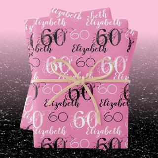 Stylish Pink 60th Birthday Personalized Gift Wrap