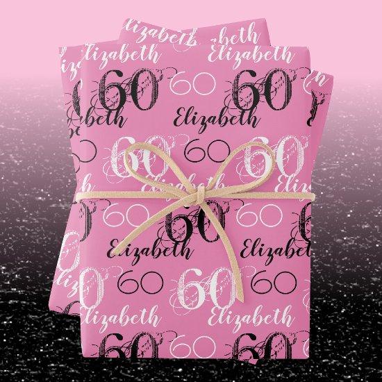 Stylish Pink 60th Birthday Personalized Gift Wrap