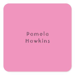 Stylish plain pink feminine retro vintage square sticker