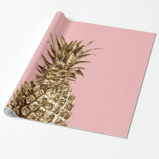 Stylish pretty girly gold & pastel pink pineapple