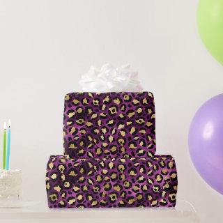 Stylish Purple & Gold Foil Leopard Spots Safari