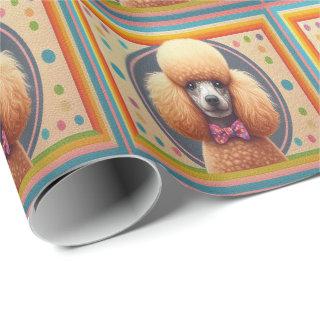 Stylish Realistic Cute Poodle Dog Colorful Border