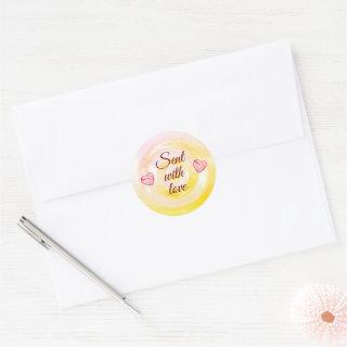 Stylish Red Button Heart Script Cute Quotes Classi Classic Round Sticker