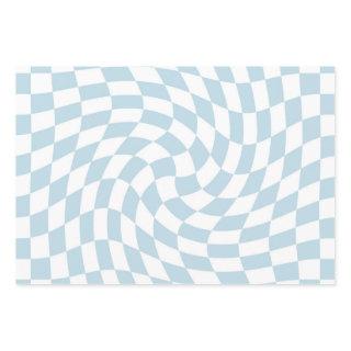 Stylish Retro Blue Pastel Warped Checkerboard  Sheets